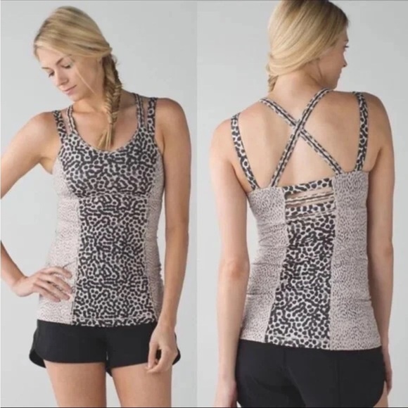 Lululemon|$15|Happy Strappy Tank Top Ace Spot Grain Black/Dottie Dash Black Sz 4 - Picture 5 of 5